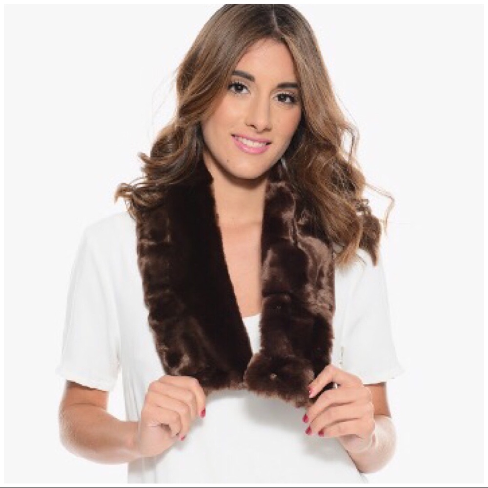 Brown Faux Fur Scarf | Plush Winter Warm